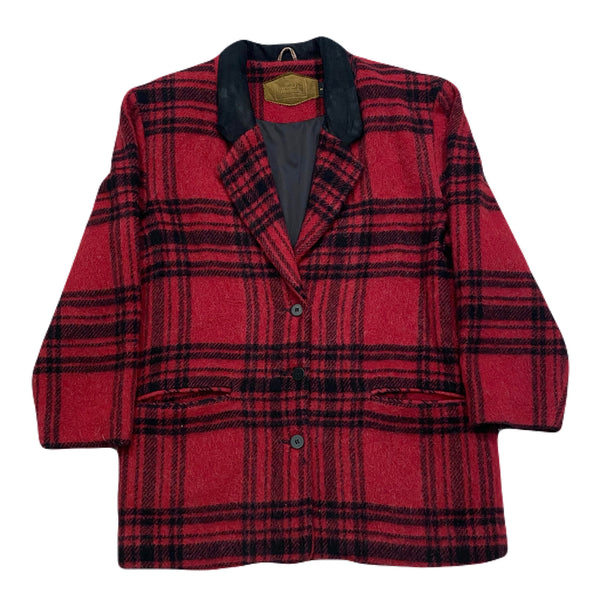 Vintage Woolrich Red Black Plaid Wool Mohair Blazer Jacket Women’s Medium