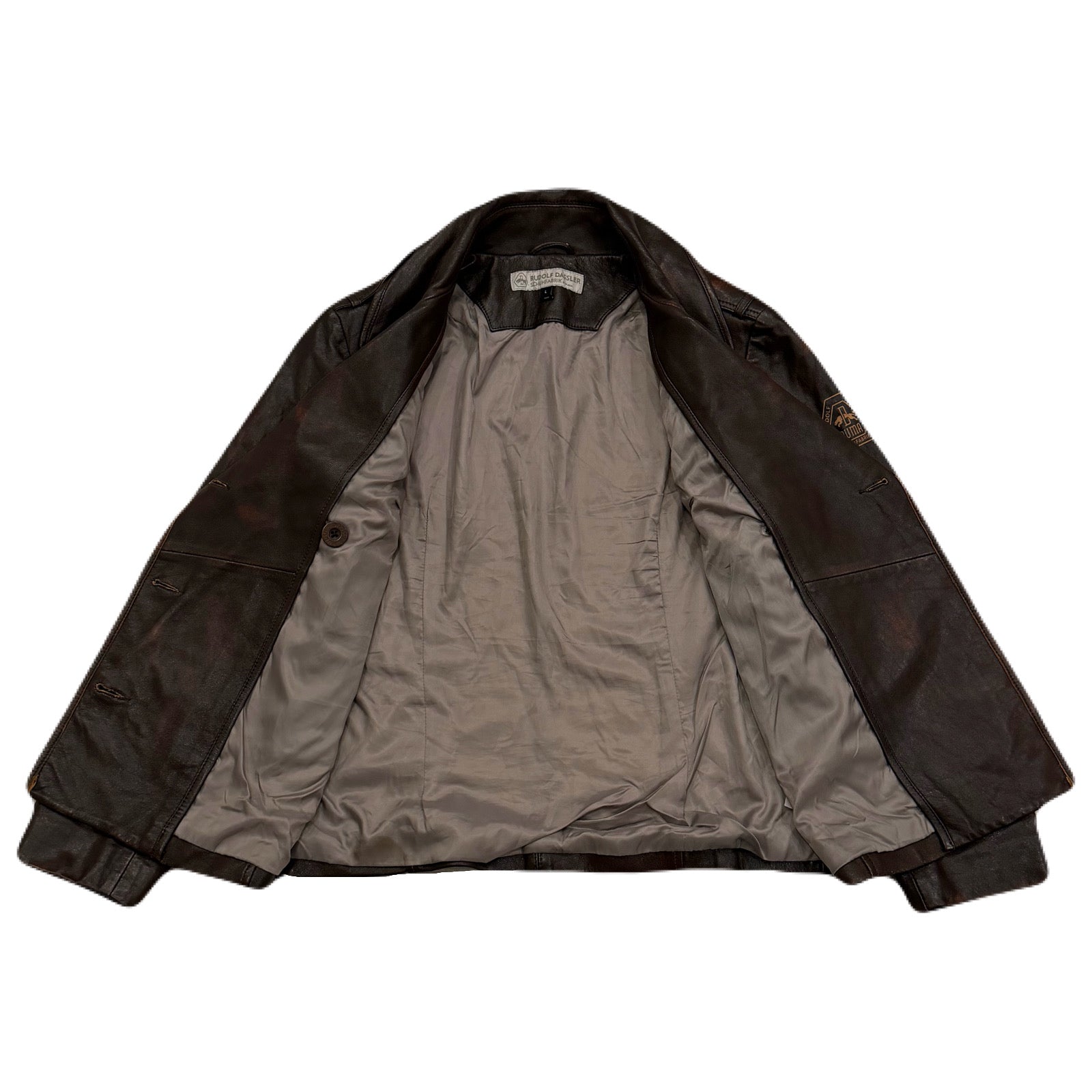 Rudolf Dassler Schuhfabrik By Puma Genuine Leather Double Breasted Jacket Women’s Large