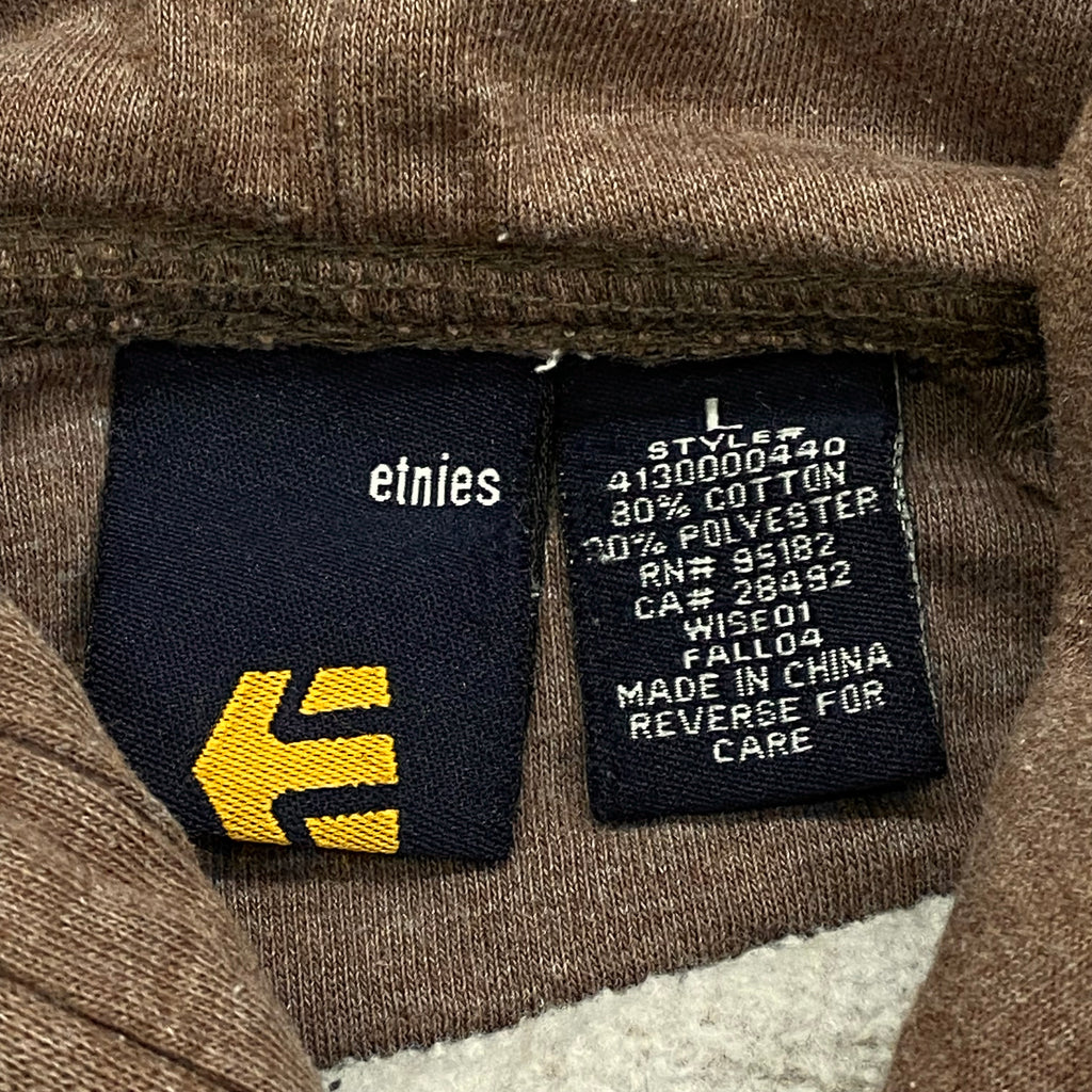 Vintage Etnies Skate Embroidered Logo Brown Skater Hoodie Men’s Large