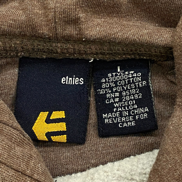 Vintage Etnies Skate Embroidered Logo Brown Skater Hoodie Men’s Large