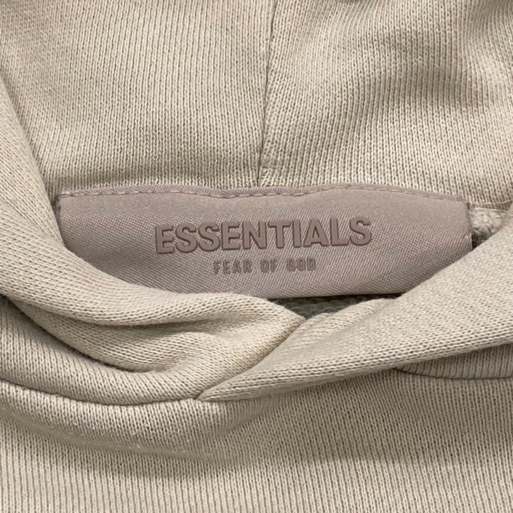 Fear Of God Essentials Flocked Logo Teens Wheat/Dark Gray Raglan Hoodie 14/16