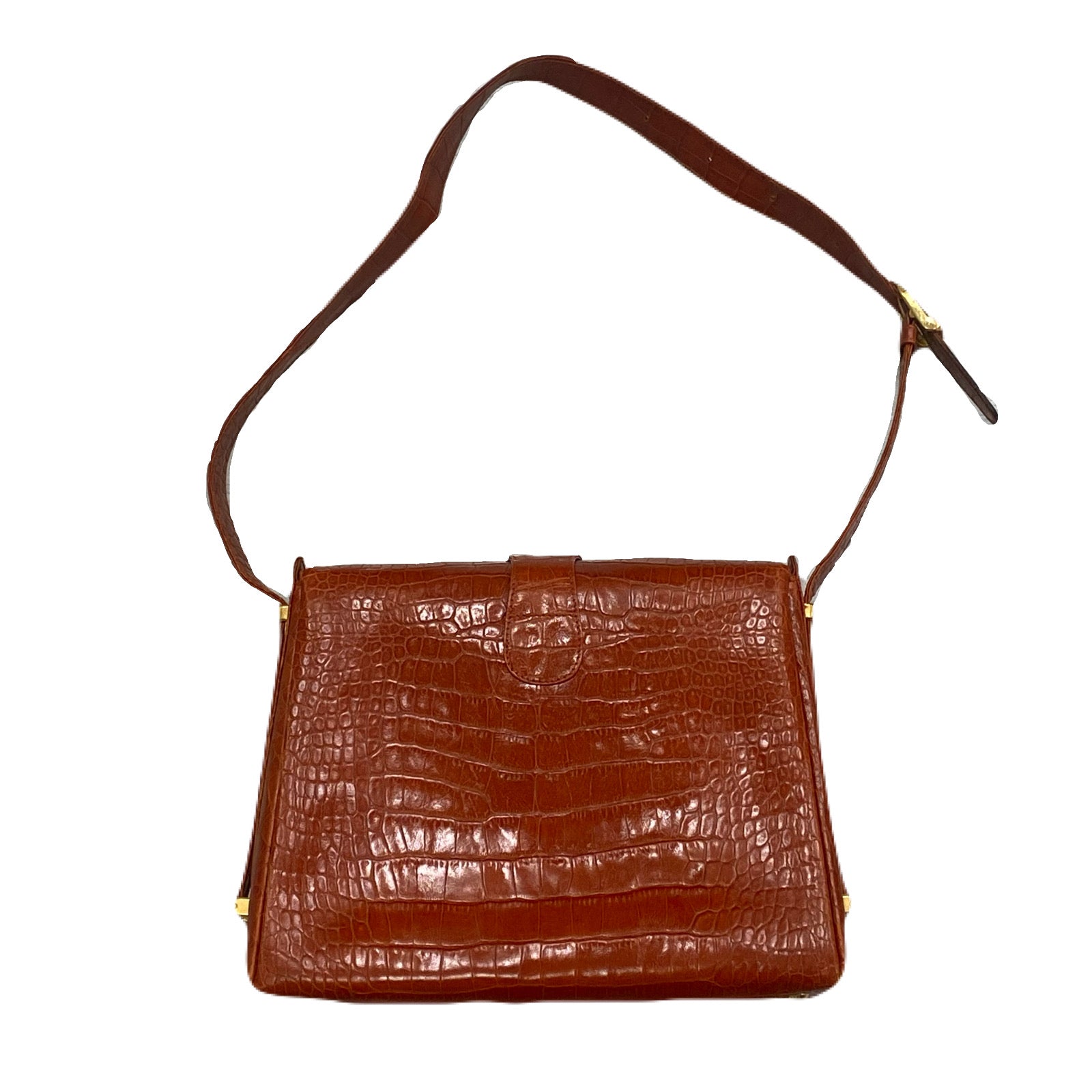 Lancel Paris Crocodile Embossed Leather Made In Italy Purse Bag
