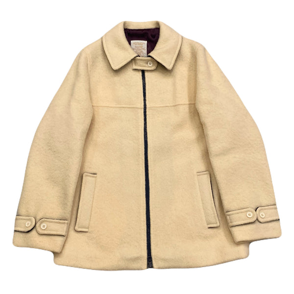 Vintage Genuine Hudson’s Bay Cream 100% Wool Full Zip Purple Satin Lined Coat Jacket Women’s 10