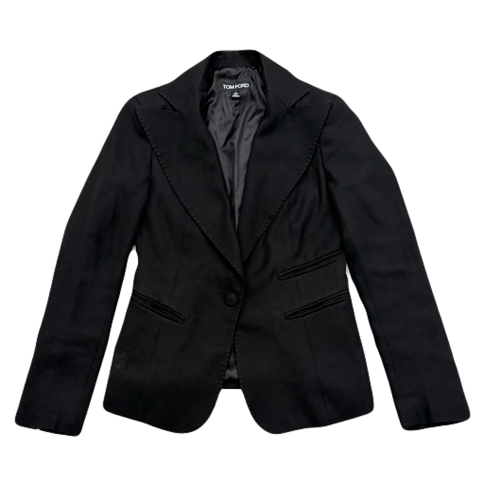 Vintage 90’s Tom Ford Black One Button 3 Pocket Blazer Women’s Size 2P
