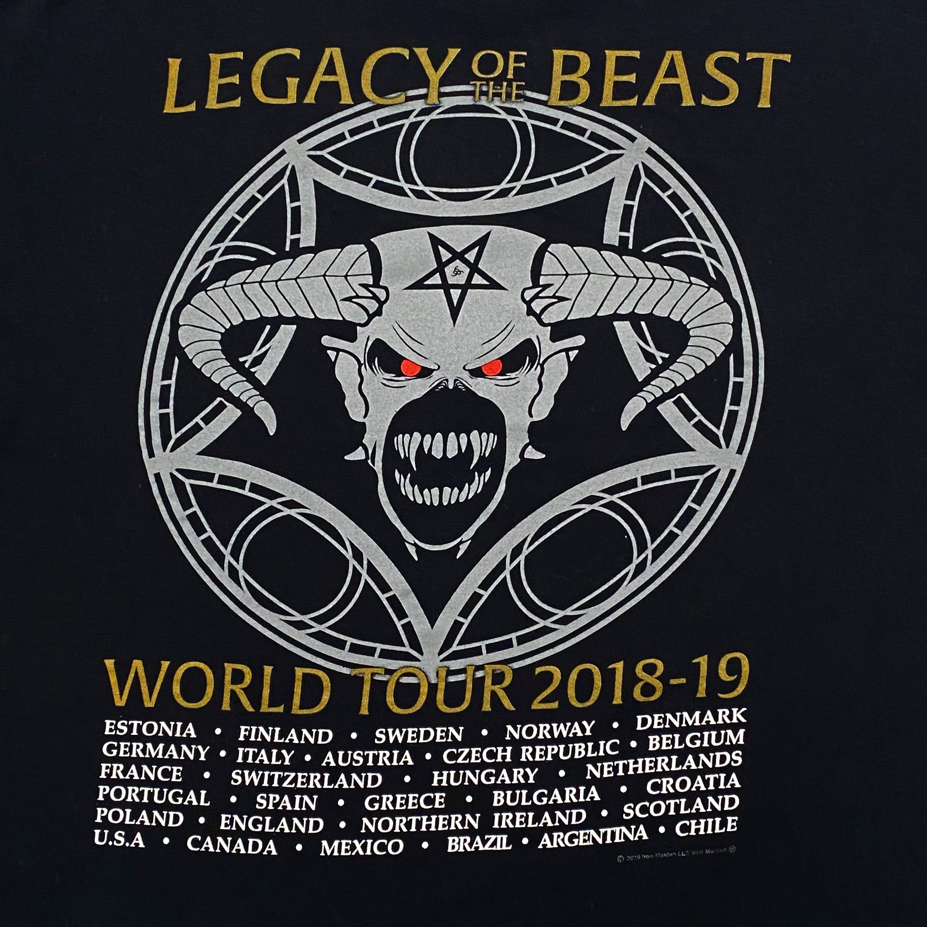 Iron Maiden Legacy Of The Beast 2018-19 World Tour Rock Metal T-Shirt Men’s XL