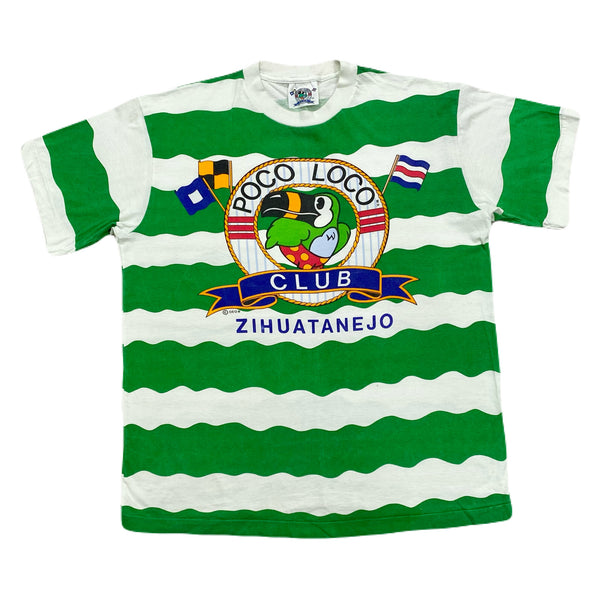 Vintage Poco Loco Club Striped Bird Zihuatanejo Mexico T-Shirt Men’s XL