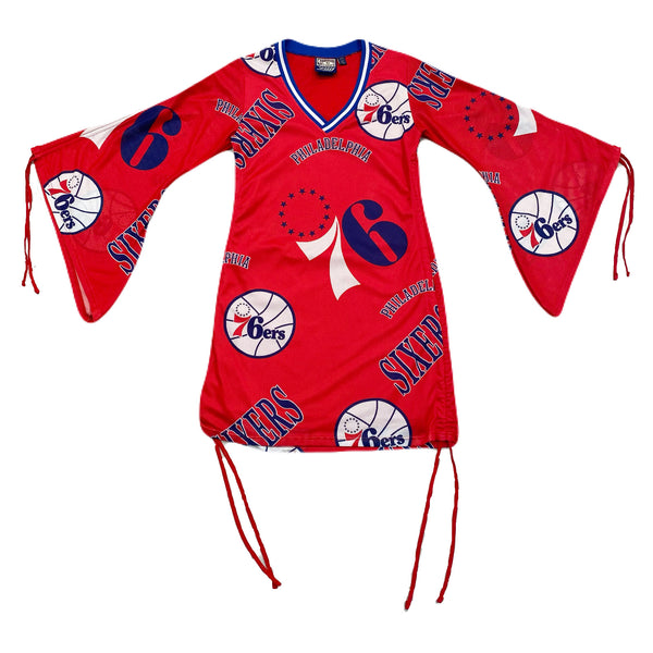Vintage Hardwood Classics NBA Philadelphia 76ers All Over Print Jersey Dress Women’s XL