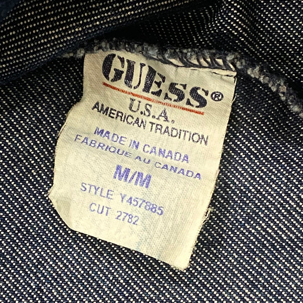 Vintage Y2K Guess Metallic Blue Red Stitched Denim Jean Jacket Women’s Medium