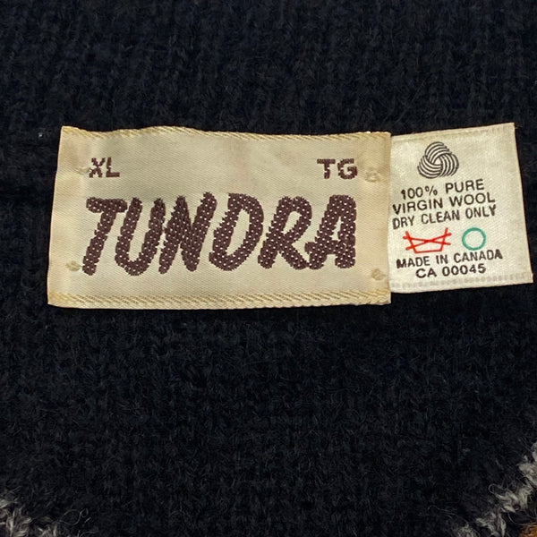 Vintage Tundra Pure Virgin Wool & Suede Knit Sweater Men’s XL