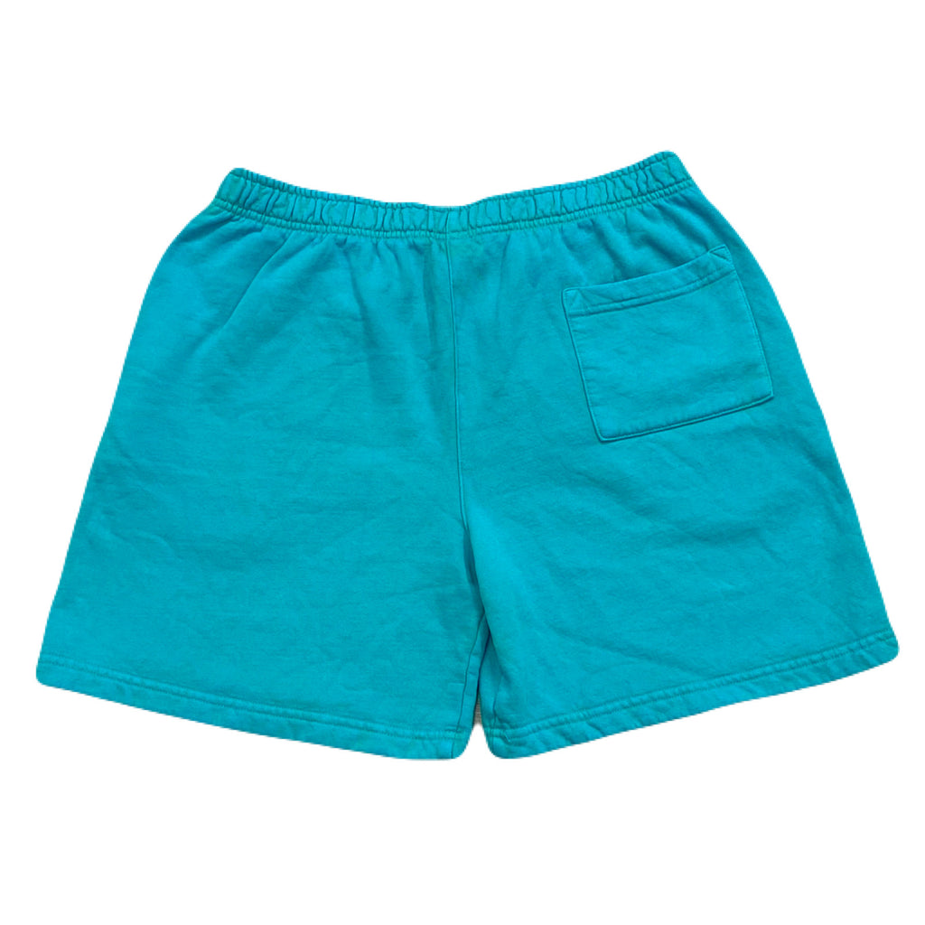 Cross Colours Peace Circle Logo Turquoise Fleece Shorts Men’s Large