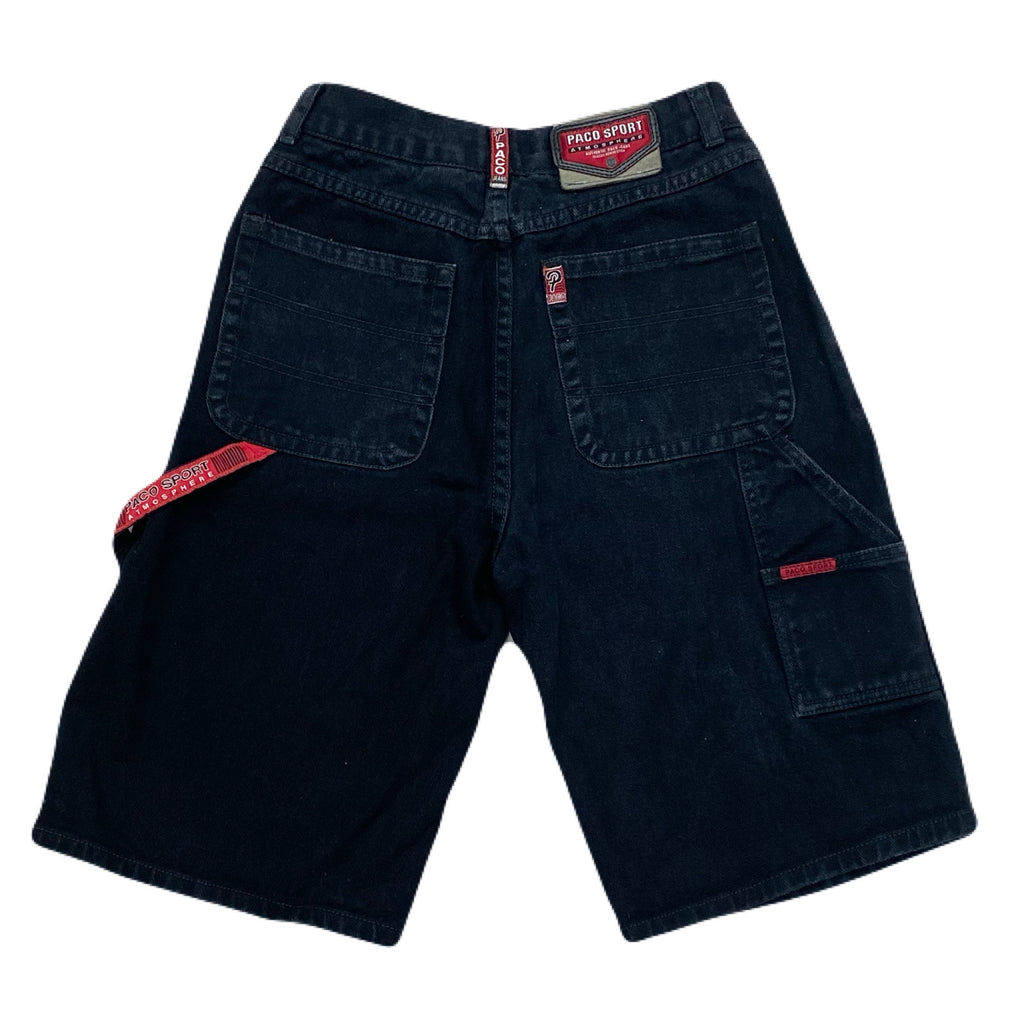 Vintage Y2K Paco Sport Black Denim Baggy Grunge Skater Carpenter Shorts Boys 14