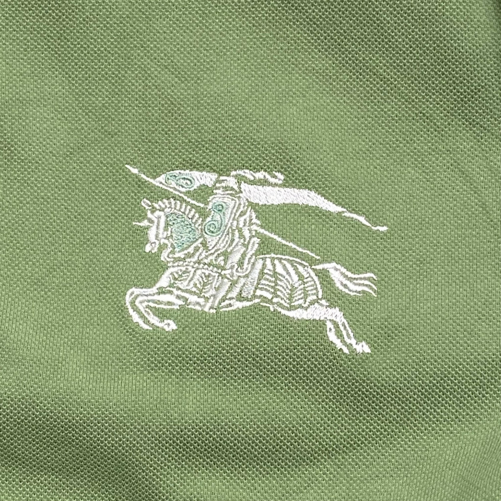 Burberry London Big Chest Logo Embroidered Green Cotton Polo Shirt Men’s Medium