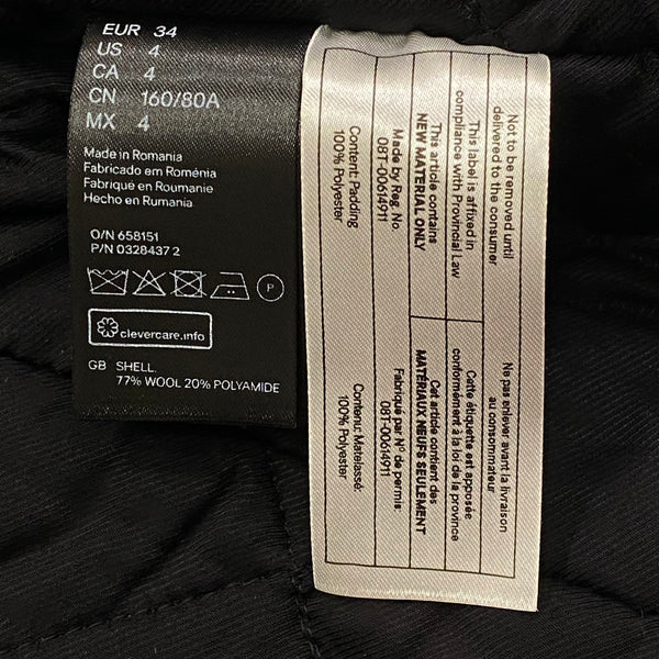 Balmain x H&M Double Breasted Padded Lined Wool Peacoat with Gold Buttons Women’s 34 (4 US)