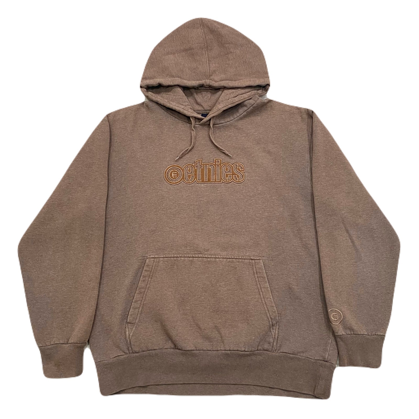 Vintage Etnies Skate Embroidered Logo Brown Skater Hoodie Men’s Large