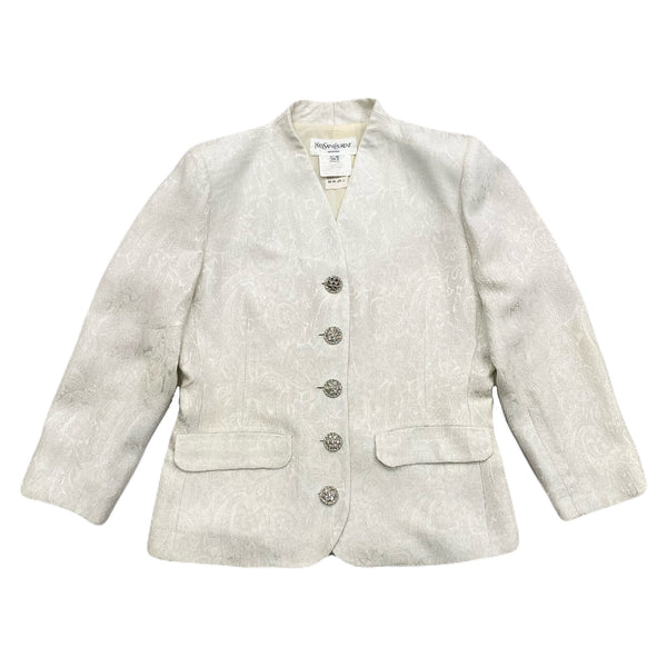 Vintage Yves Saint Laurent Variation Jacquard Paisley Jewelled Floral 5 Button Blazer Women’s 8 (40 F)