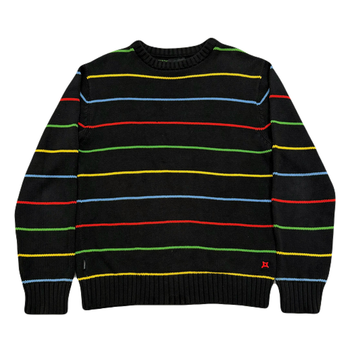 Vintage Freshjive Fresh Jive Black Multicolor Striped Cotton Sweater Men’s Small