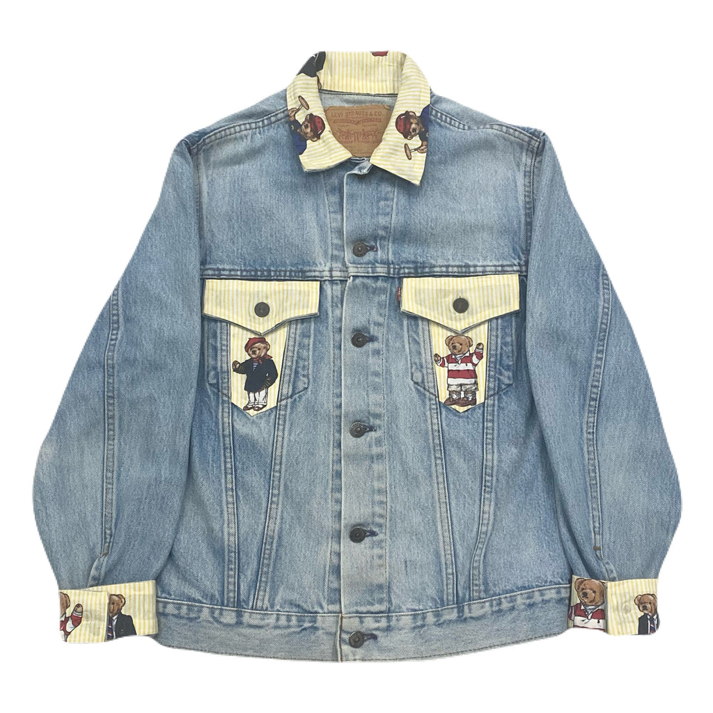 Vintage Levis x Polo Bear 1 Of 1 Custom Denim Jacket With Flip Cuffs By Subtle Flex Streetwear Women’s 38