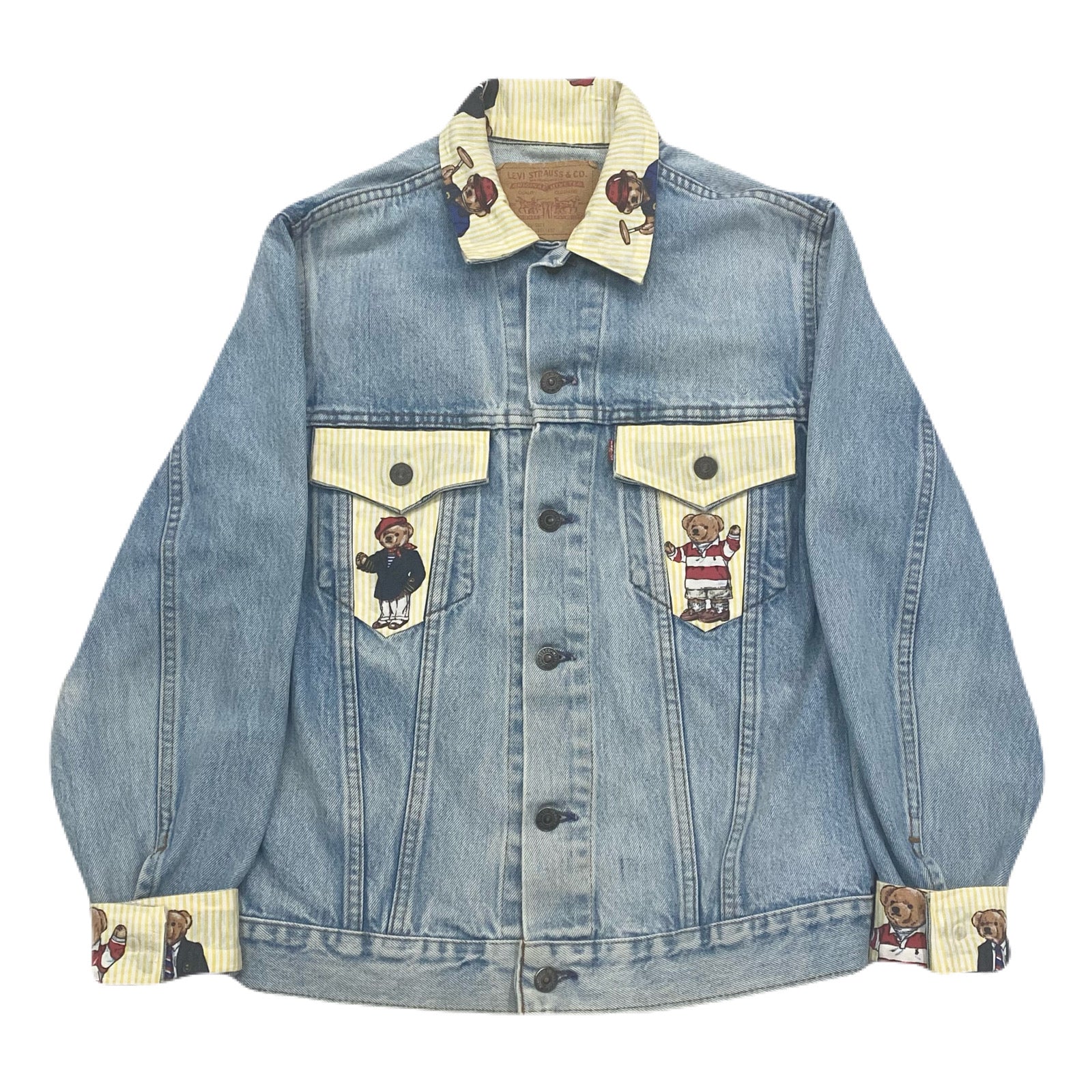 Vintage Levis x Polo Bear 1 Of 1 Custom Denim Jacket With Flip Cuffs By Subtle Flex Streetwear Women’s 38