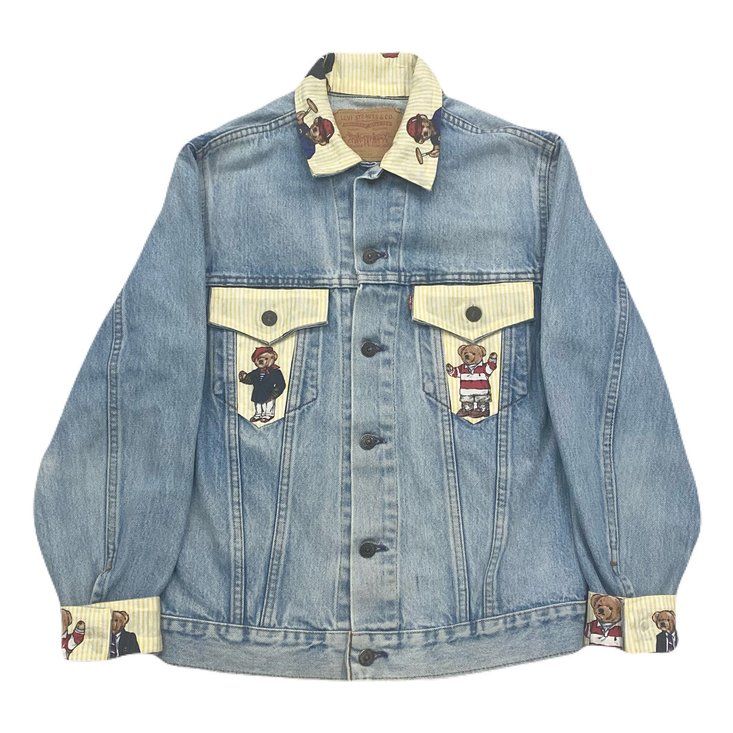 Vintage Levis x Polo Bear 1 Of 1 Custom Denim Jacket With Flip Cuffs By Subtle Flex Streetwear Women’s 38