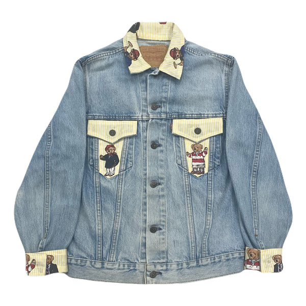 Vintage Levis x Polo Bear 1 Of 1 Custom Denim Jacket With Flip Cuffs By Subtle Flex Streetwear Women’s 38