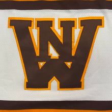 Load image into Gallery viewer, Vintage AK Athletic Knit ACHA Wyoming Cowboys &amp; Cowgirls #4 Hockey Jersey Men’s Large
