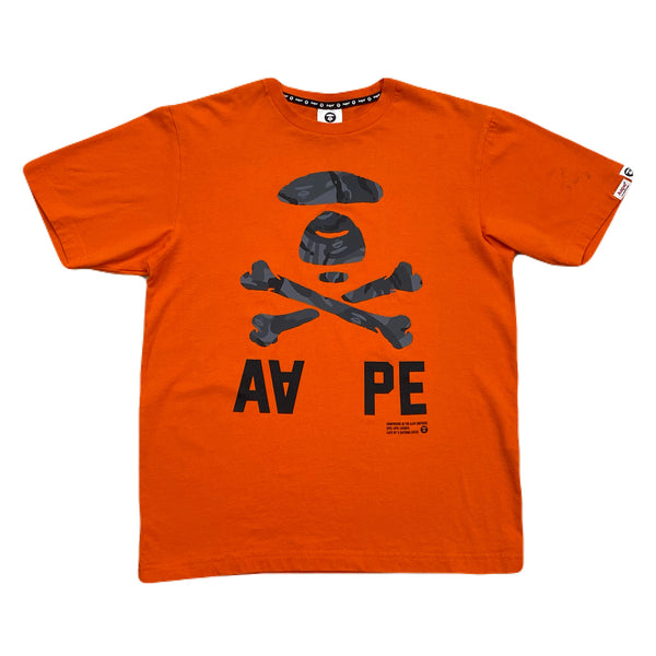 Aape A Bathing Ape Bape Skull & Crossbones Orange T-Shirt Men’s Medium