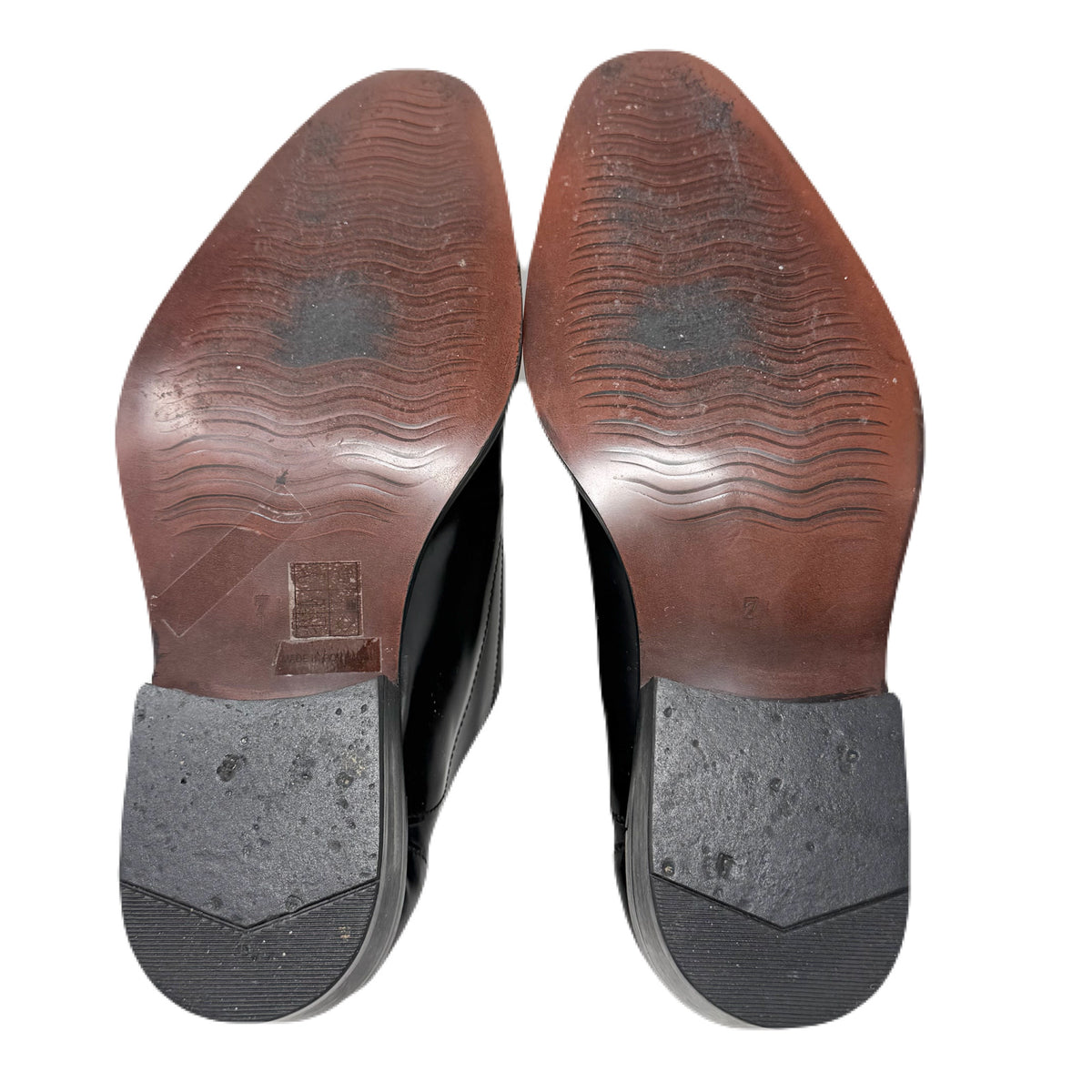 Vintage John Fluevog Ronnie Family Sigurd Diamond Pattern Stitching Black Leather Slip-On Shoes Men’s 7 US