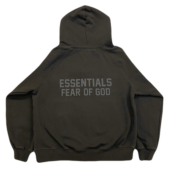 Fear Of God Essentials Applique Logo Olive Green Full Zip Hoodie XS