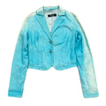 Vintage Versace Jeans Couture Aquamarine Soft Leather Cropped Blazer Women’s XS