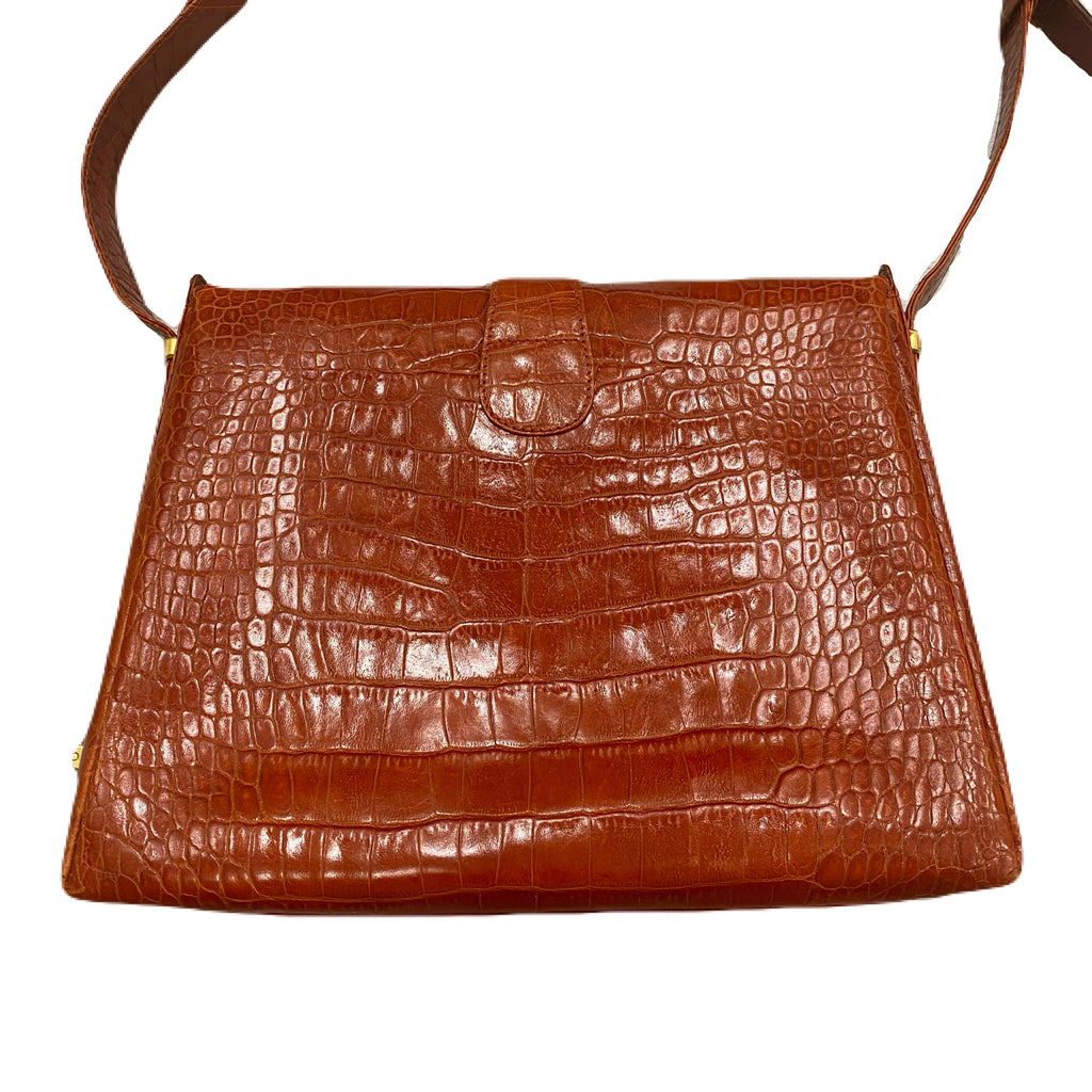 Lancel Paris Crocodile Embossed Leather Made In Italy Purse Bag