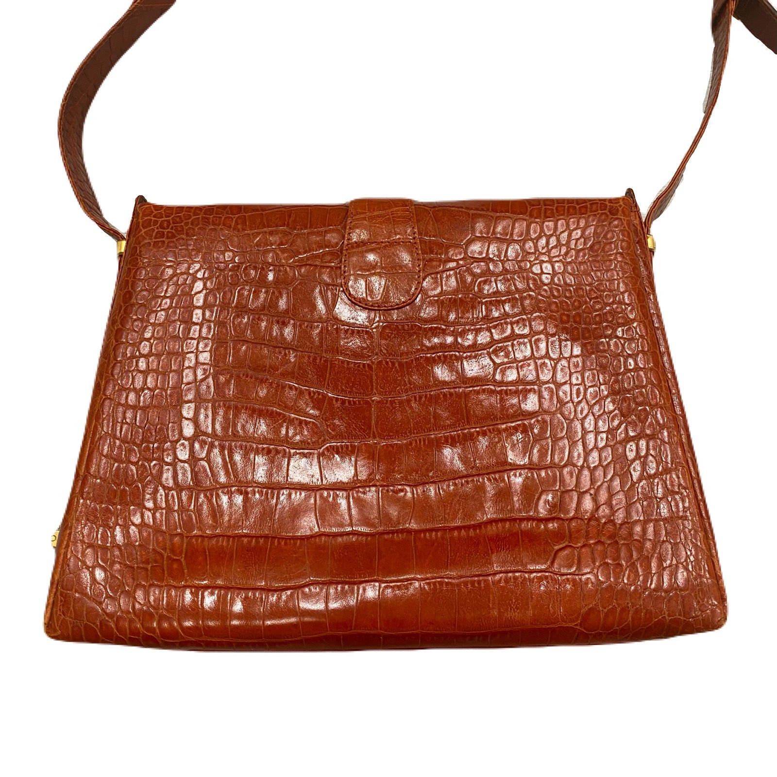 Lancel Paris Crocodile Embossed Leather Made In Italy Purse Bag
