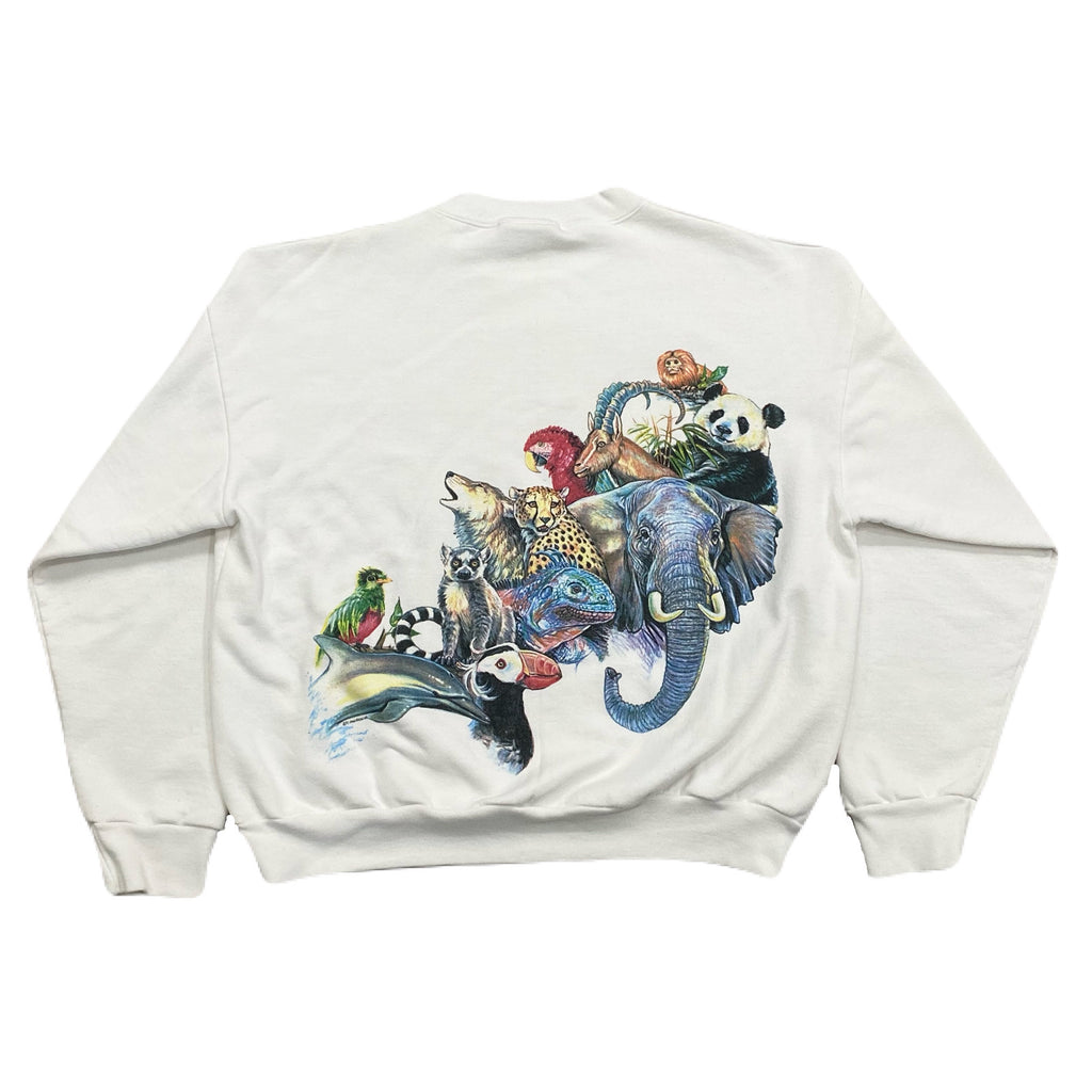 Vintage 1991 Harlequin Save A Day For Wildlife Double Sided Sweatshirt Adult Medium