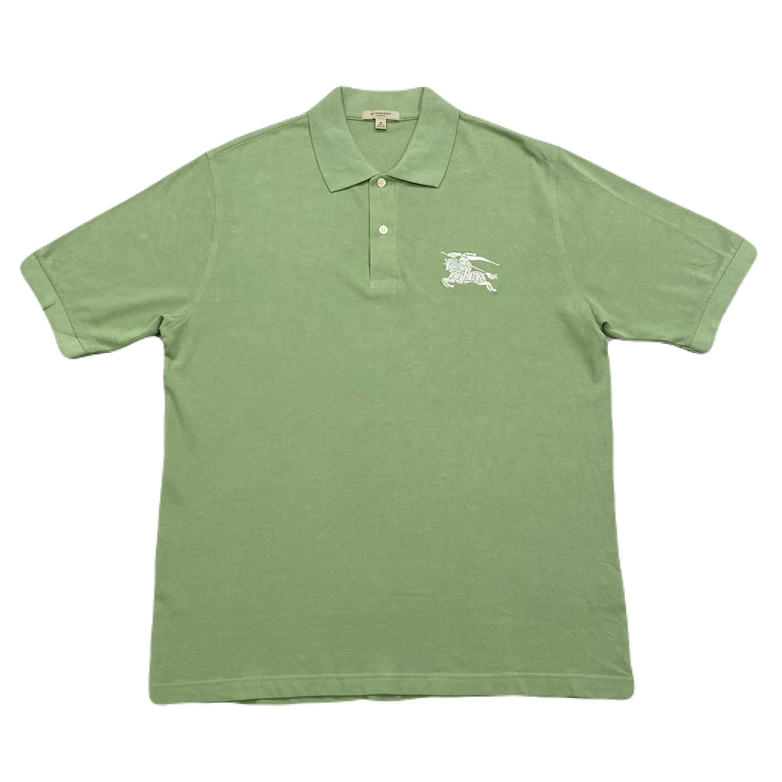 Burberry London Big Chest Logo Embroidered Green Cotton Polo Shirt Men’s Medium
