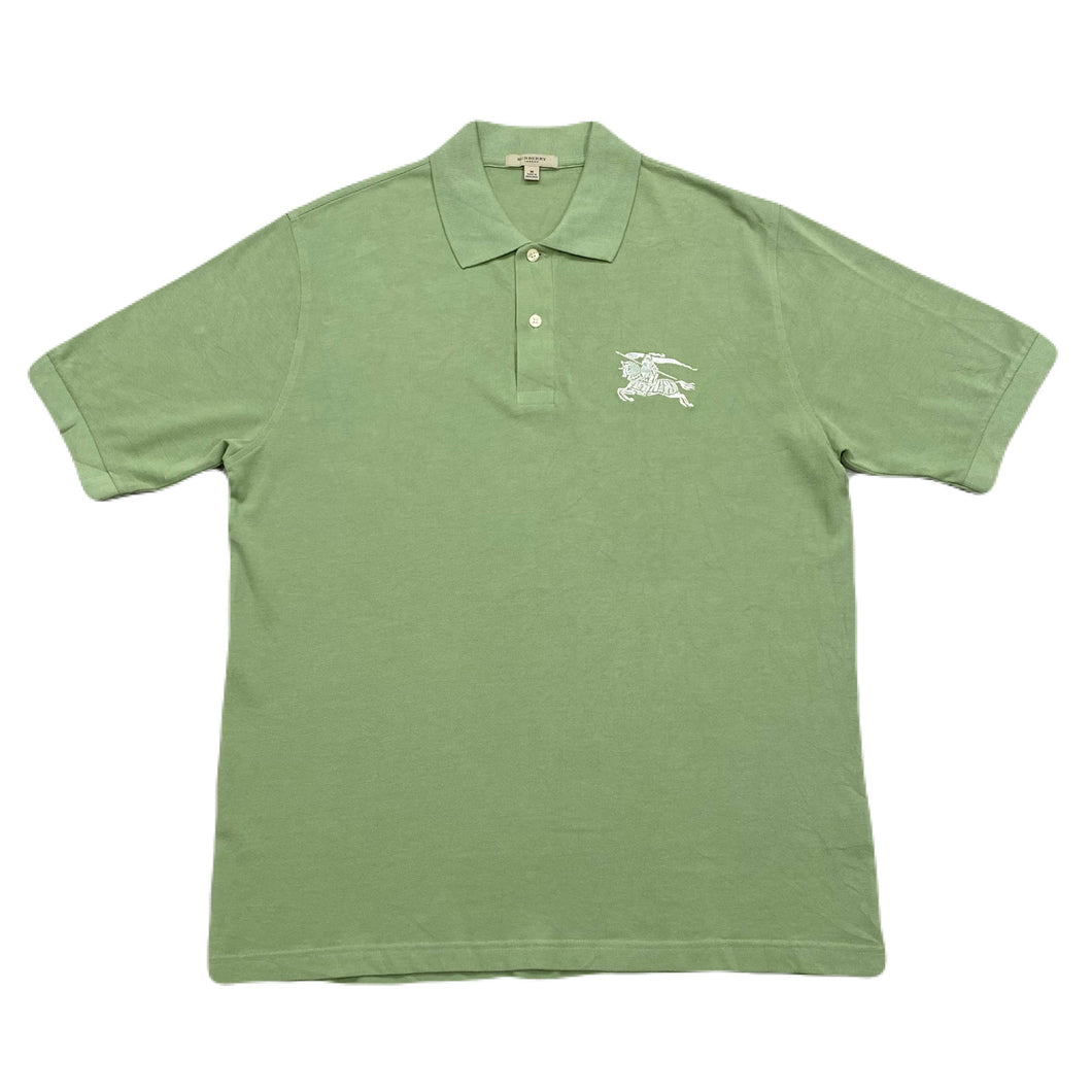 Burberry London Big Chest Logo Embroidered Green Cotton Polo Shirt Men’s Medium