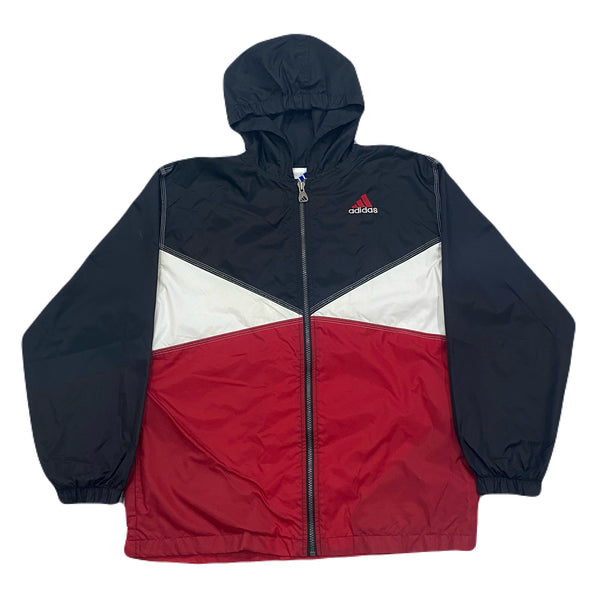 Vintage Adidas Colorblock Red Black White Hooded Windbreaker Jacket Men’s Large
