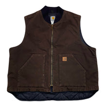 Load image into Gallery viewer, Vintage Carhartt Quilted Lined V02 DKB Dark Brown Canvas Vest Men’s 2XL
