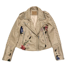 Load image into Gallery viewer, Blank NYC Embroidered Floral Faux Leather Studded Moto Jacket Medium

