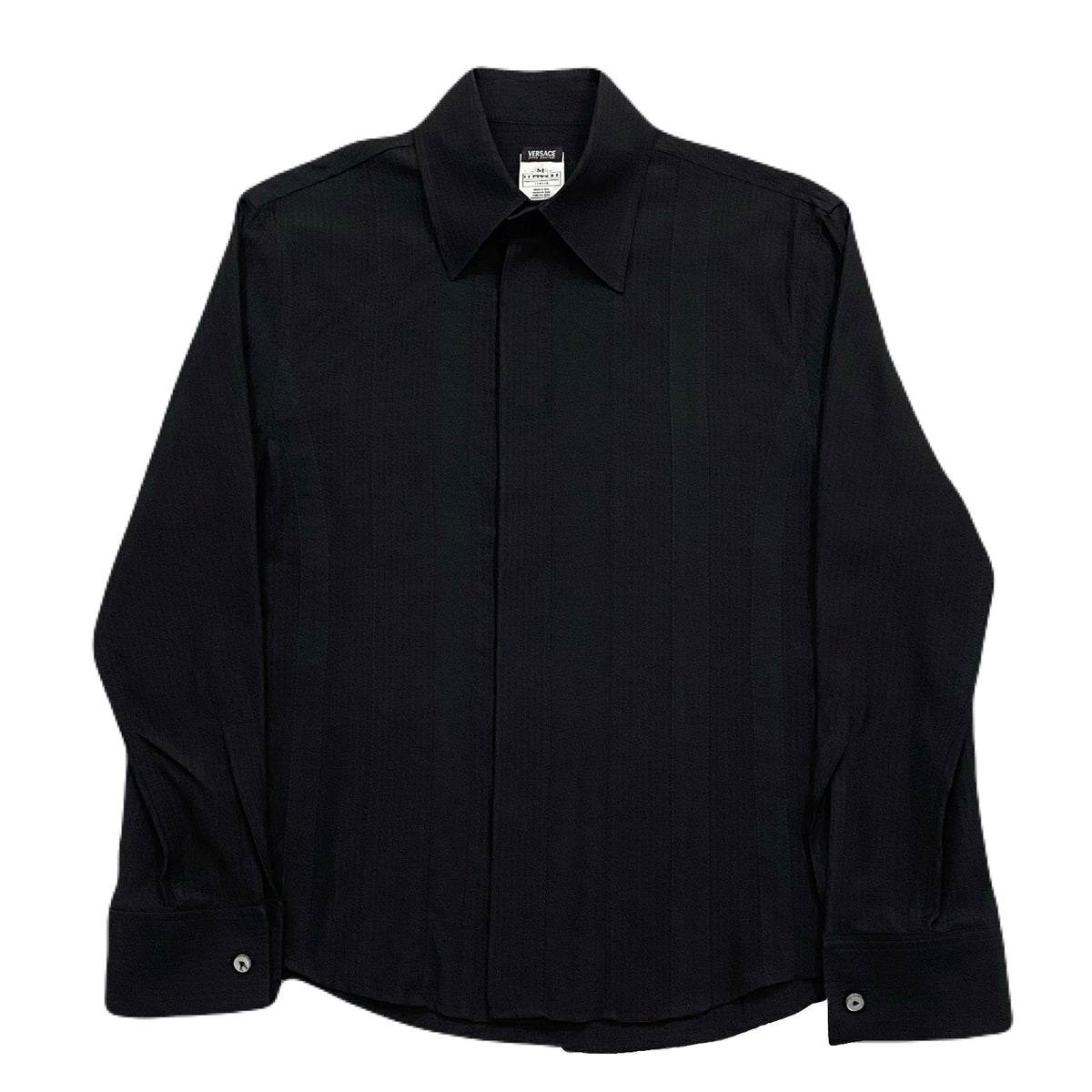 Vintage Versace Jeans Couture Black Rayon-Viscose Button Up Shirt Men’s Medium