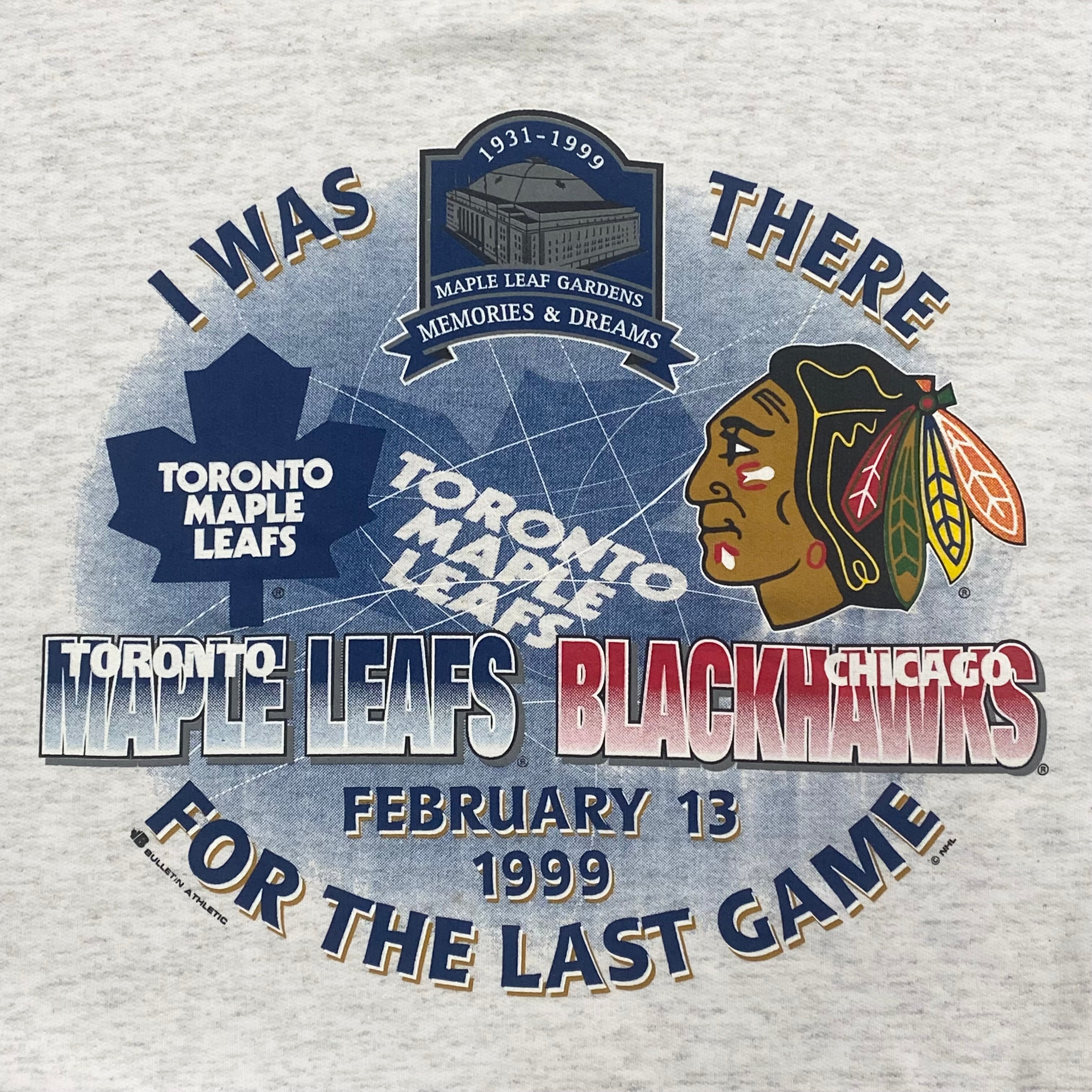 Vintage 1999 Bulletin NHL Toronto Maple Leafs Vs Chicago Blackhawks Maple Leaf Gardens Last Game Sweatshirt Men’s Large
