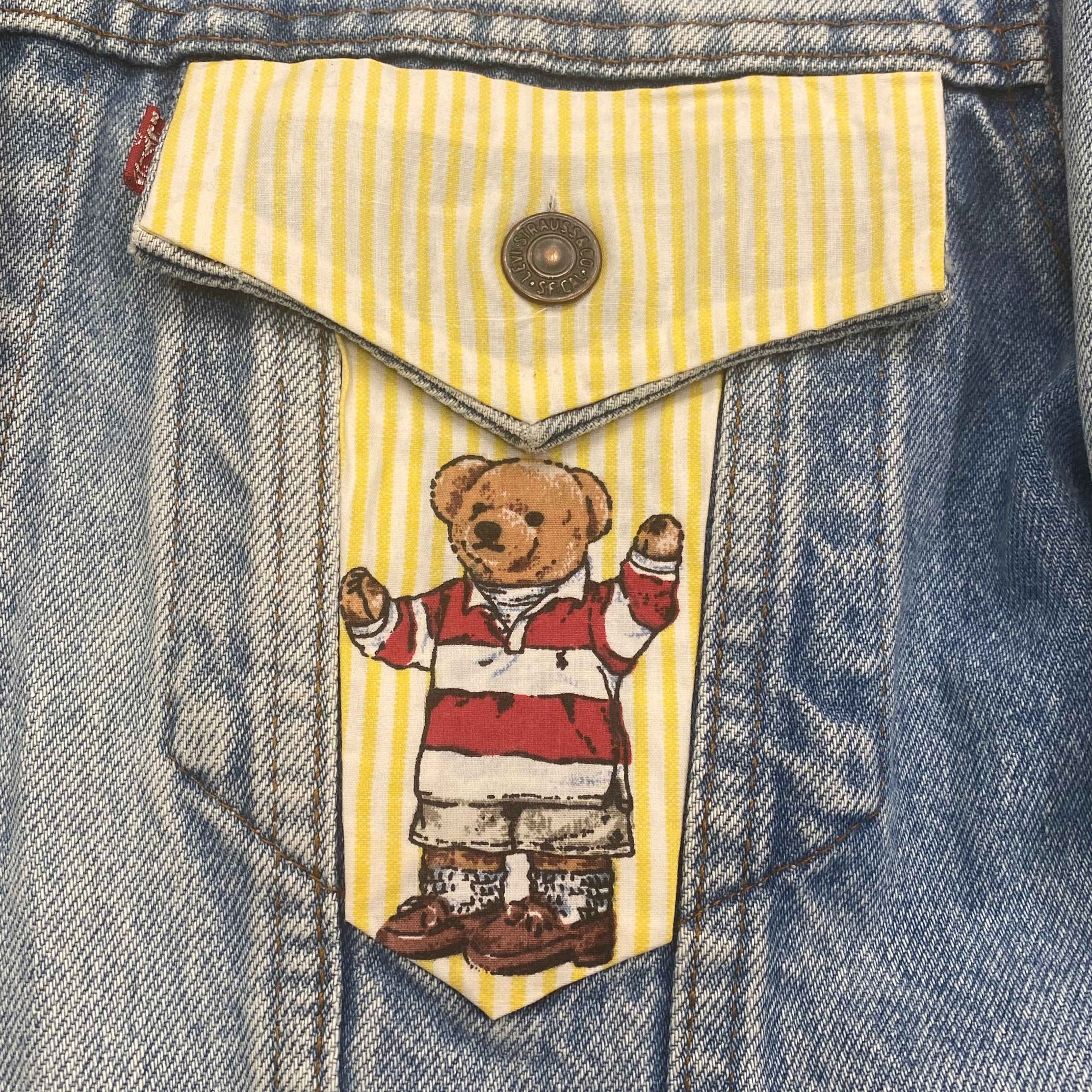 Vintage Levis x Polo Bear 1 Of 1 Custom Denim Jacket With Flip Cuffs By Subtle Flex Streetwear Women’s 38
