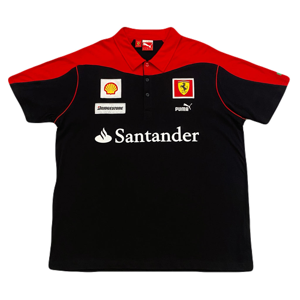 Puma Ferrari Scuderia Santander Black Red Mesh Back Polo Shirt Men’s XL