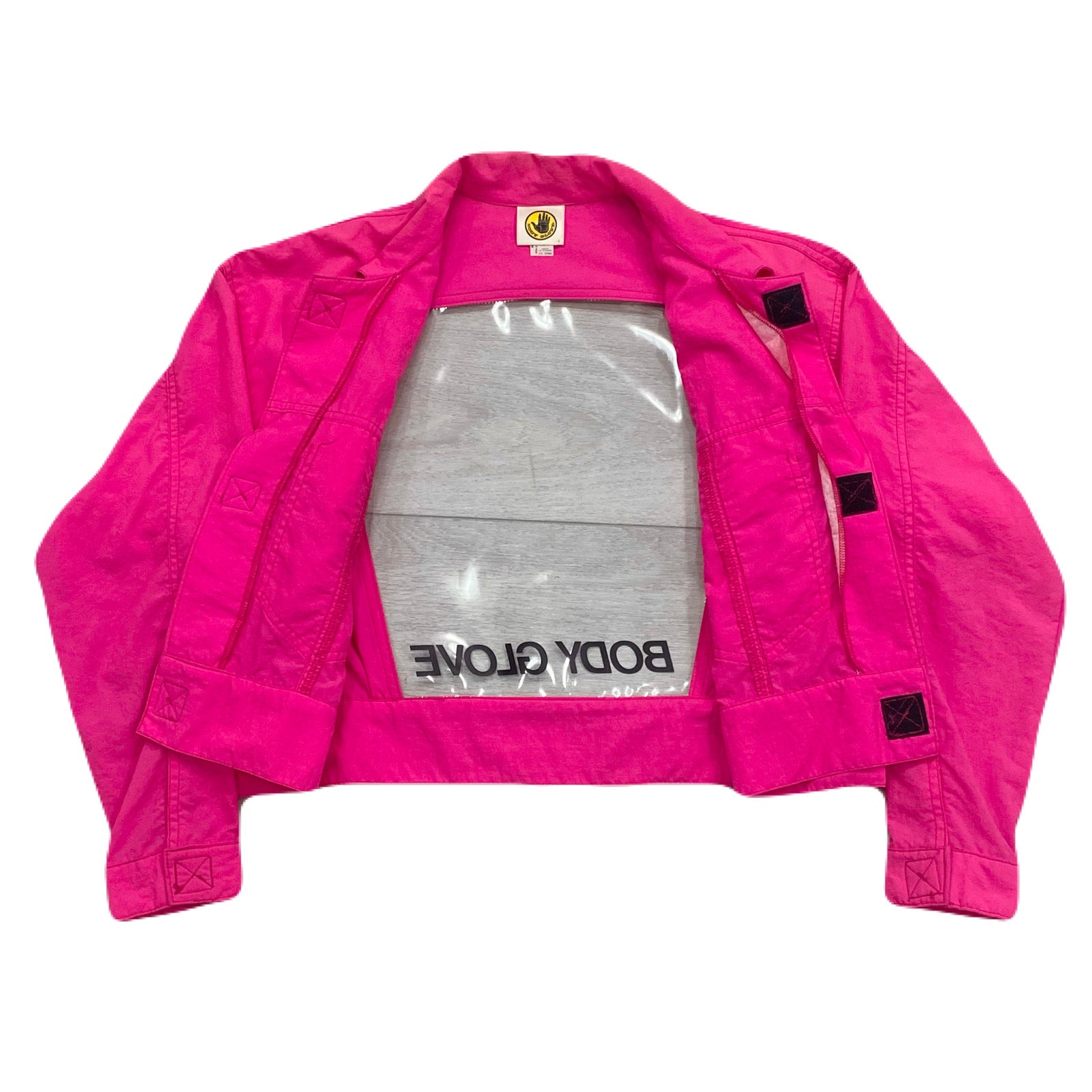 Vintage Body Glove Transparent Clear Back Neon Pink Jacket Women’s Medium