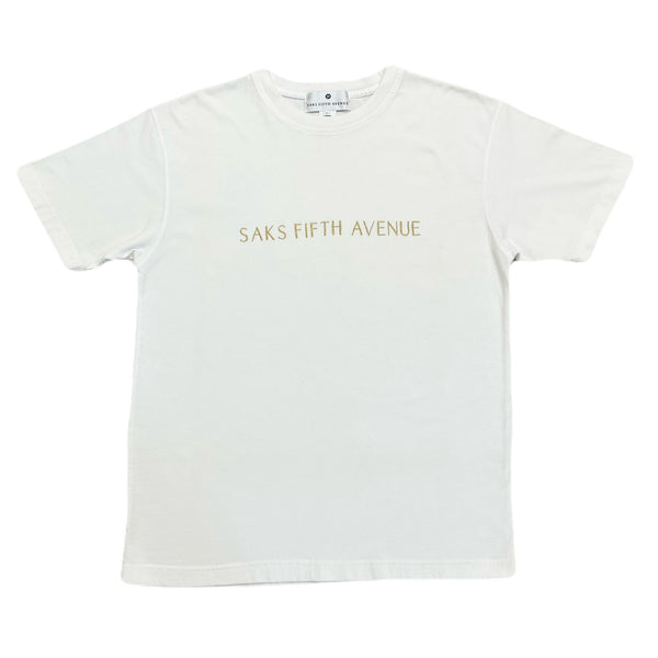 Vintage Saks Fifth Avenue 2003 Embroidered Spell Out T-Shirt Adult Large