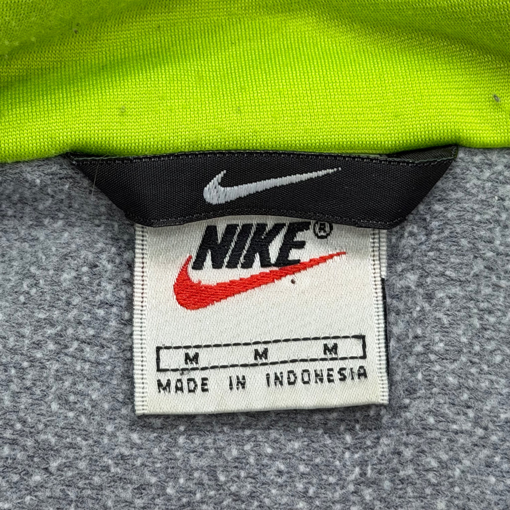 Vintage Nike White Tag Black Gray Neon Green Big Swoosh Jacket Men’s Medium