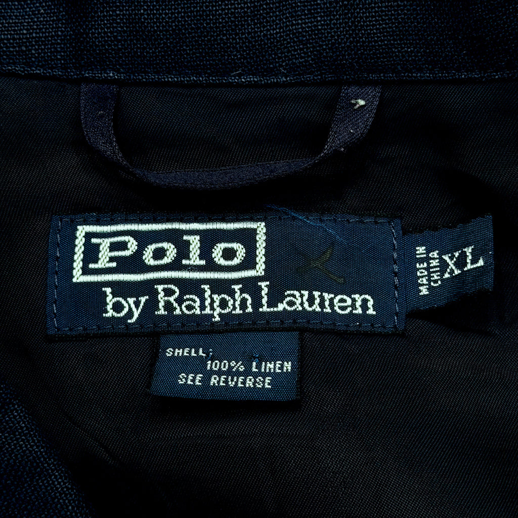 Vintage Polo Ralph Lauren Navy 100% Linen 3 Button Unstructured Blazer Sport Coat Men’s XL