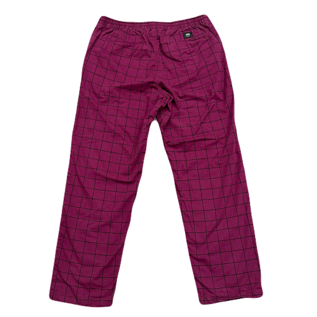 VANS Range Elastic Loose Tapered Fit Grid Windowpane Purple Chino Pants Men’s XL