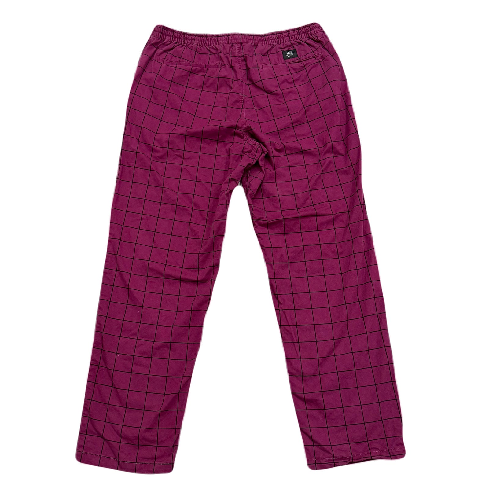 VANS Range Elastic Loose Tapered Fit Grid Windowpane Purple Chino Pants Men’s XL