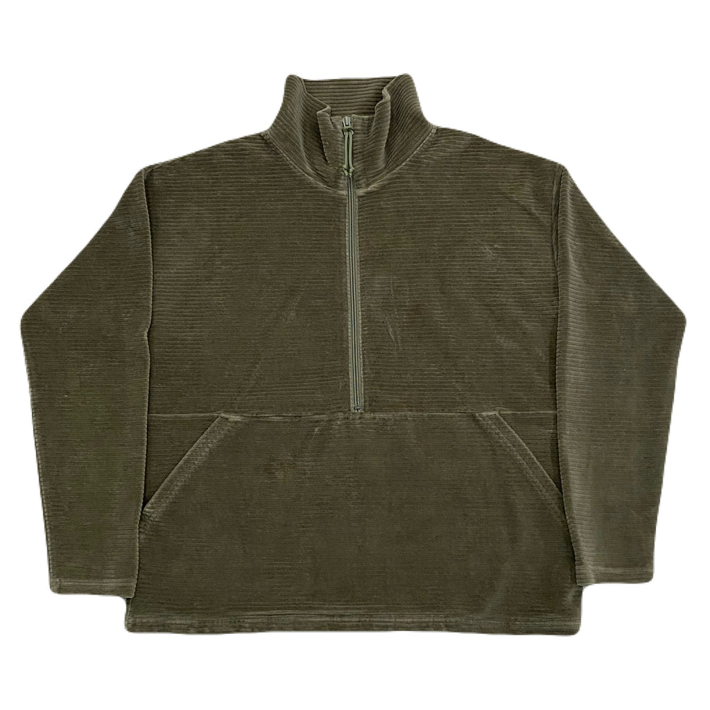 LL Bean Soft Stretch Green Corduroy Half Zip Pullover Sweatshirt Women’s Small
