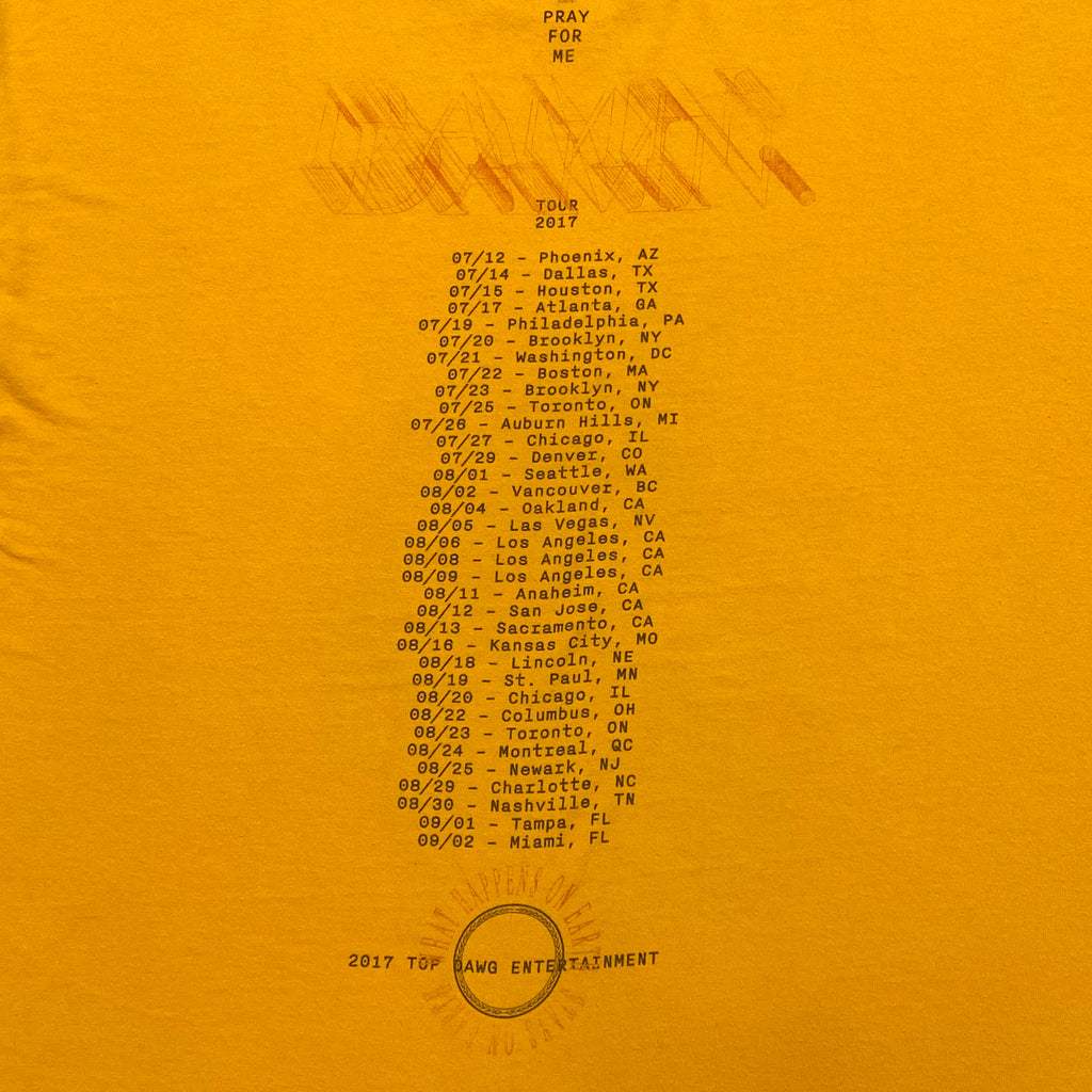 Kendrick Lamar 2017 Pray For Me Damn Tour Top Dawg Entertainment T-Shirt Men’s 2XL