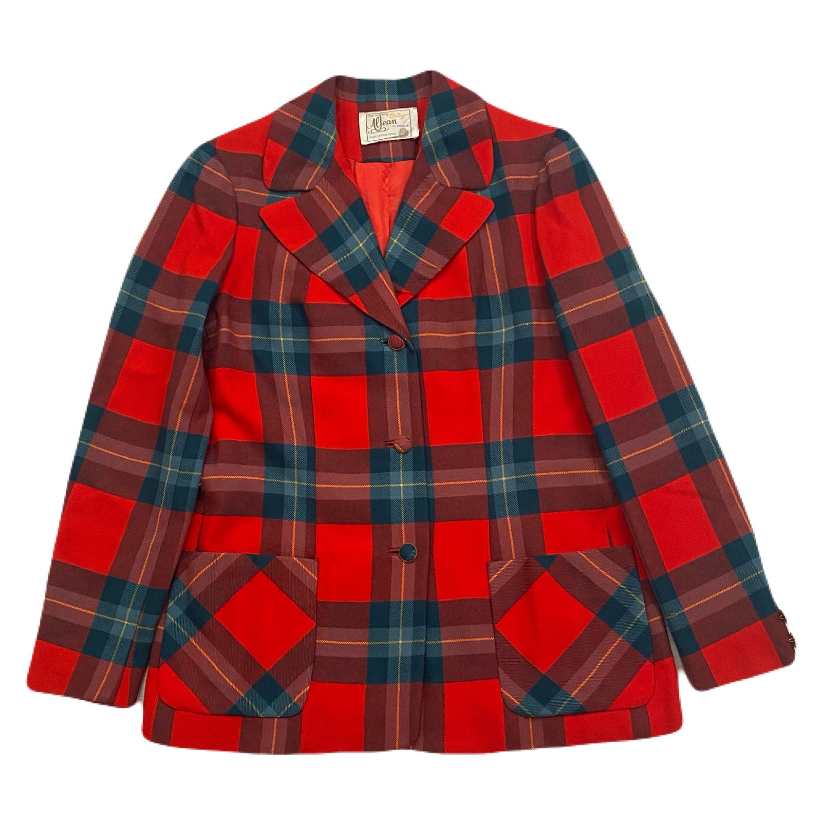 Vintage Aljean Lindsay Plaid Wool Blazer Jacket Women’s Size Unknown